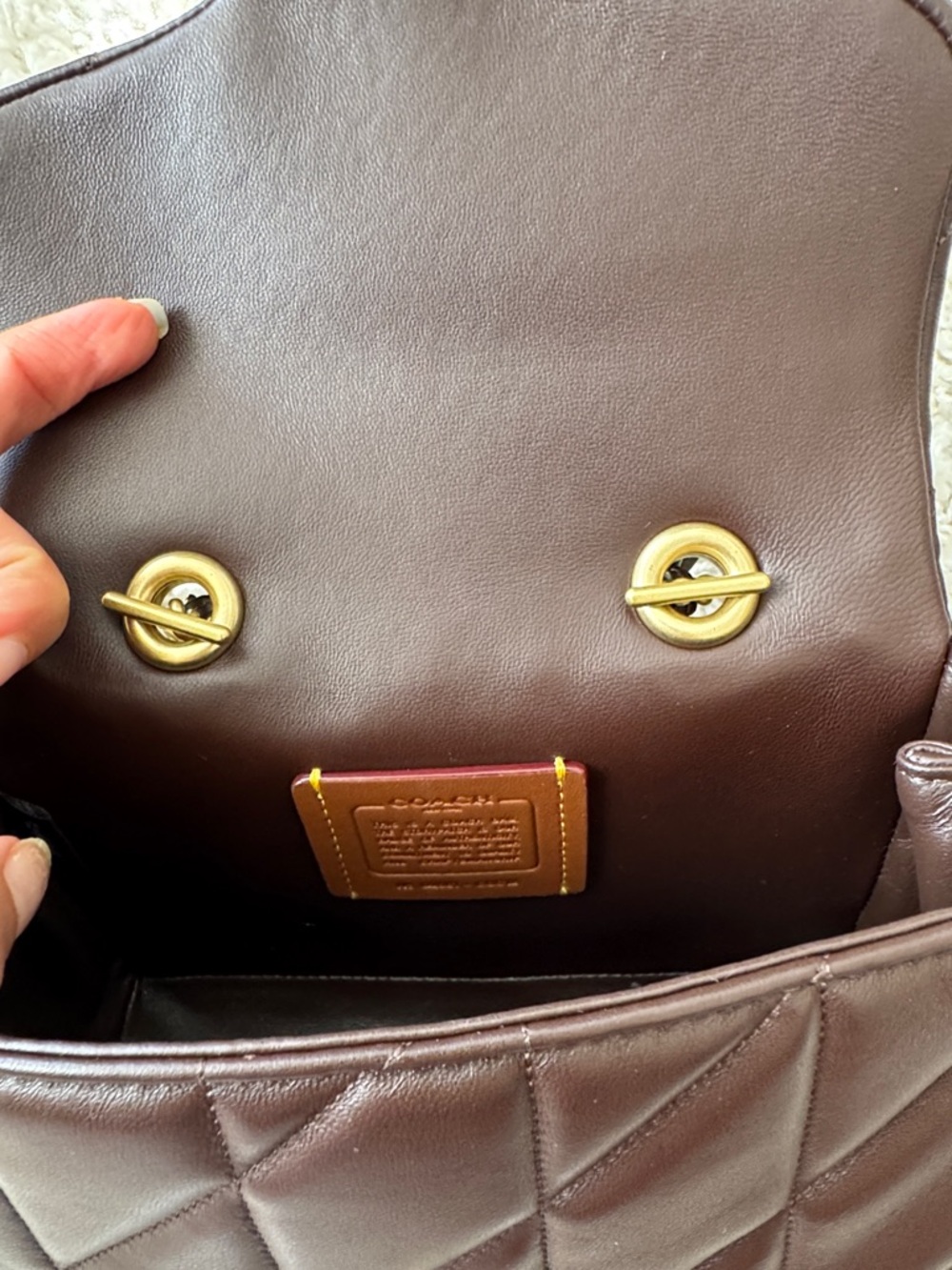 Coach Quilted Tabby Top Handle small Crossbody in Maple with Gold Hardware - Picture 10 of 13